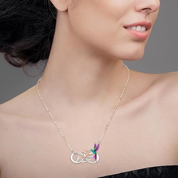 18k Infinity Hummingbird Diamond Necklace Angels are Near - Picture 4 of 5